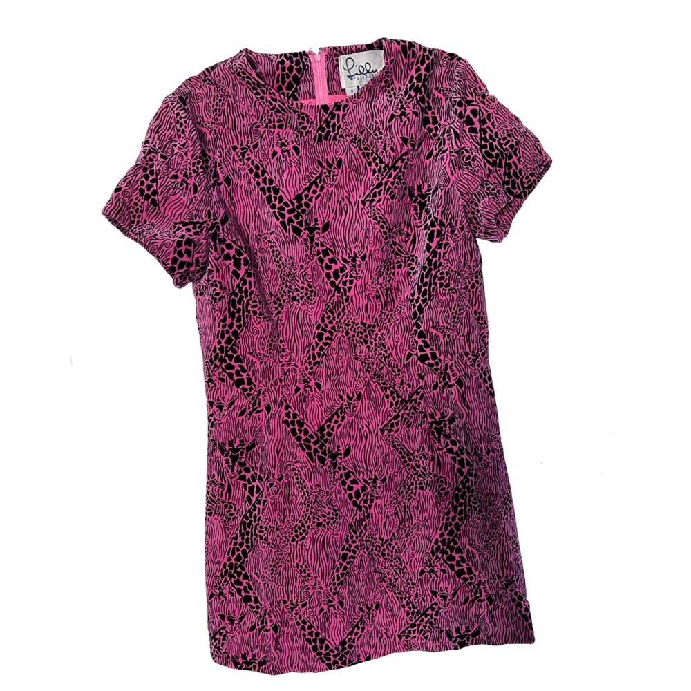 Vintage Lilly Pulitzer Velour Shift Dress with Giraffes